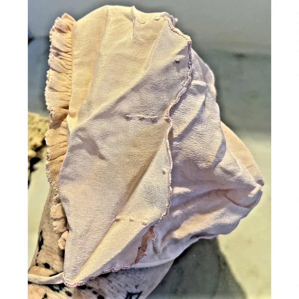 Ivory Ruffle & Satin w/Ribbon, Lined, Baby Bonnet Hat Antique or Vintage